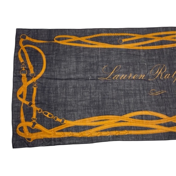 ❣️HP❣️ Lauren Ralph Lauren Wool Wrap/Scarf OS Black/Brown - Picture 7 of 13